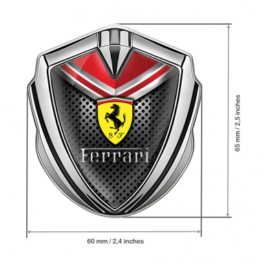 Ferrari Fender Metal Badge Silver Grill Red Elements Design