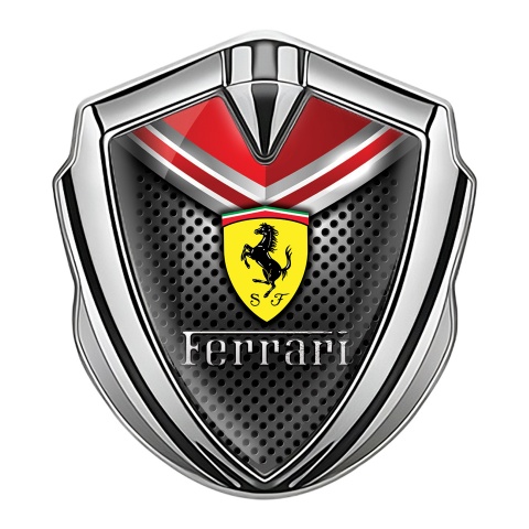 Ferrari Fender Metal Badge Silver Grill Red Elements Design
