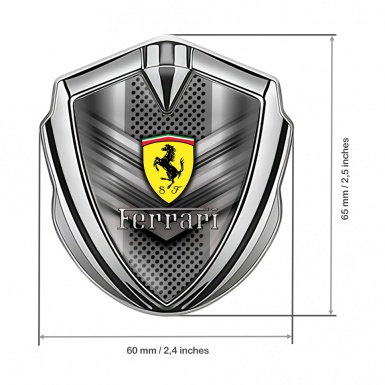 Ferrari Trunk Emblem Badge Silver V Shaped Stripes Edition
