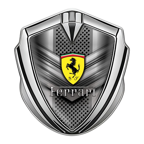 Ferrari Trunk Emblem Badge Silver V Shaped Stripes Edition