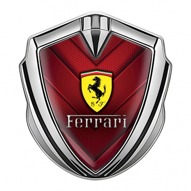 Ferrari Self Adhesive Bodyside Emblem Silver Red Hex Edition