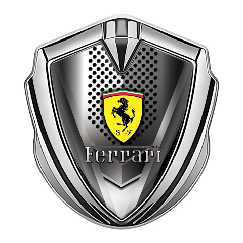 Ferrari Metal Emblem Self Adhesive Silver Engine Cover Design