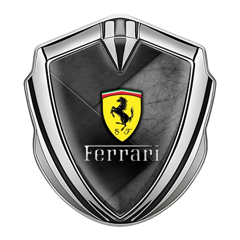 Ferrari 3D Car Metal Emblem Silver Dark Mass Logo Edition