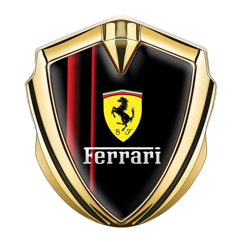 Ferrari Fender Emblem Badge Gold Red Sidelines Edition