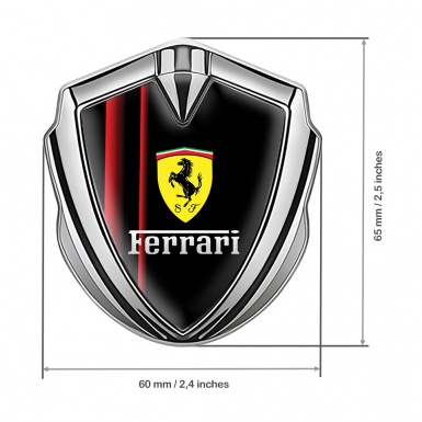 Ferrari Fender Emblem Badge Silver Red Sidelines Edition
