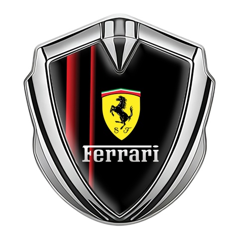 Ferrari Fender Emblem Badge Silver Red Sidelines Edition