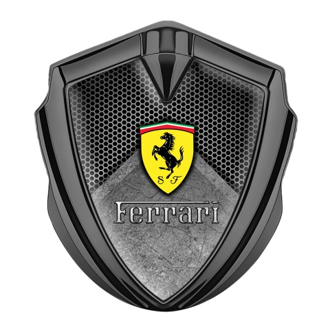 Ferrari Fender Metal Emblem Graphite Honeycomb Classic Logo