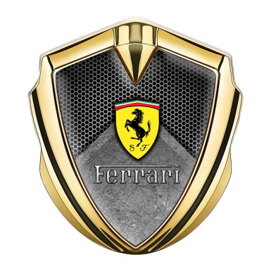 Ferrari Fender Metal Emblem Gold Honeycomb Classic Logo