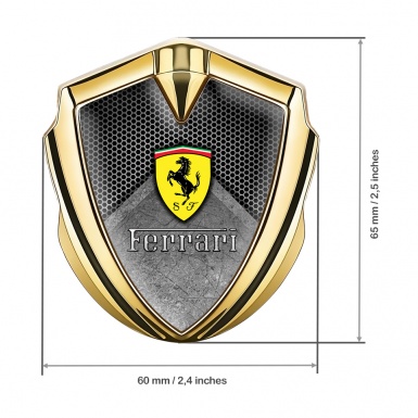 Ferrari Fender Metal Emblem Gold Honeycomb Classic Logo