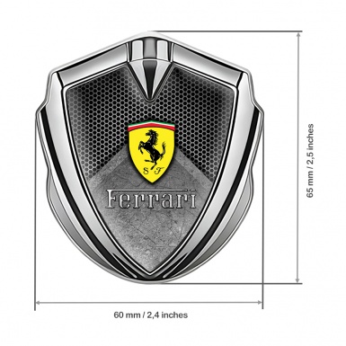 Ferrari Fender Metal Emblem Silver Honeycomb Classic Logo