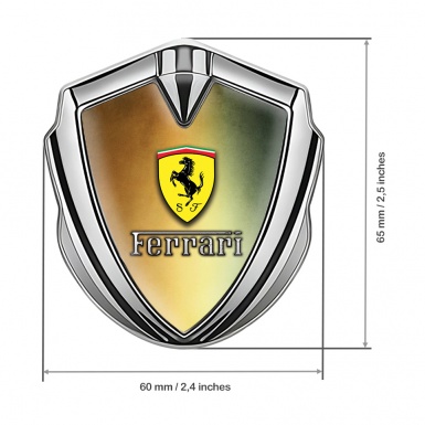Ferrari Metal Emblem Self Adhesive Silver Rusty Edition