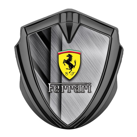 Ferrari 3D Car Metal Emblem Graphite Brushed Aluminum Plates Edition