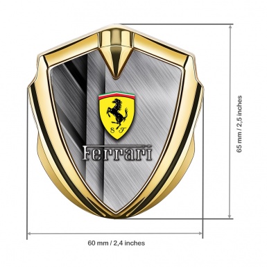 Ferrari D Car Metal Emblem Gold Brushed Aluminum Plates Edition