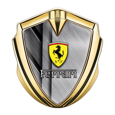 Ferrari D Car Metal Emblem Gold Brushed Aluminum Plates Edition