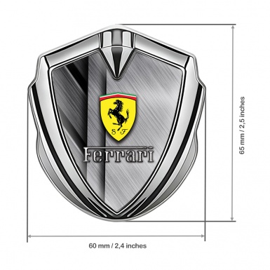 Ferrari 3D Car Metal Emblem Silver Brushed Aluminum Plates Edition