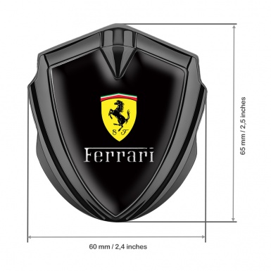 Ferrari Bodyside Badge Self Adhesive Graphite Black Clean Logo