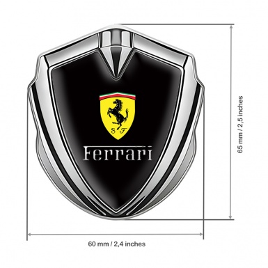 Ferrari Bodyside Badge Self Adhesive Silver Black Clean Logo