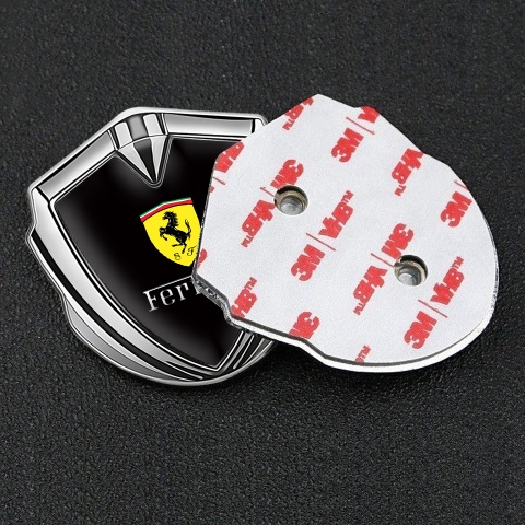 Ferrari Bodyside Badge Self Adhesive Silver Black Clean Logo