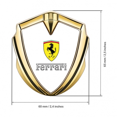 Ferrari Fender Metal Badge Gold White Clean Logo Design