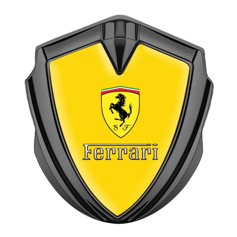 Ferrari Trunk Emblem Badge Graphite Yellow Clean Shield Design