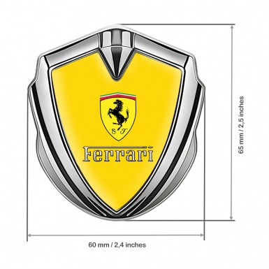 Ferrari Trunk Emblem Badge Silver Yellow Clean Shield Design