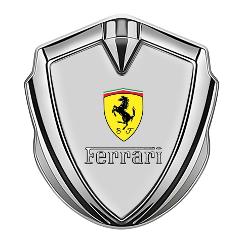 Ferrari Trunk Metal Emblem Badge Silver Grey Shield Template