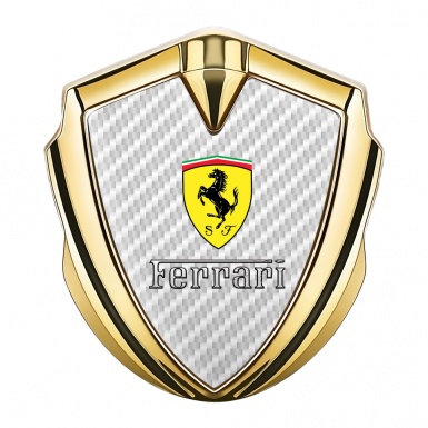 Ferrari Bodyside Emblem Gold White Carbon Clean Logo Design