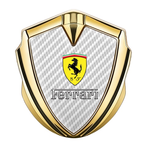 Ferrari Bodyside Emblem Gold White Carbon Clean Logo Design