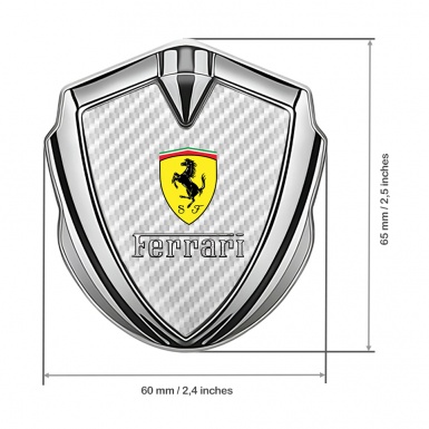 Ferrari Bodyside Emblem Silver White Carbon Clean Logo Design
