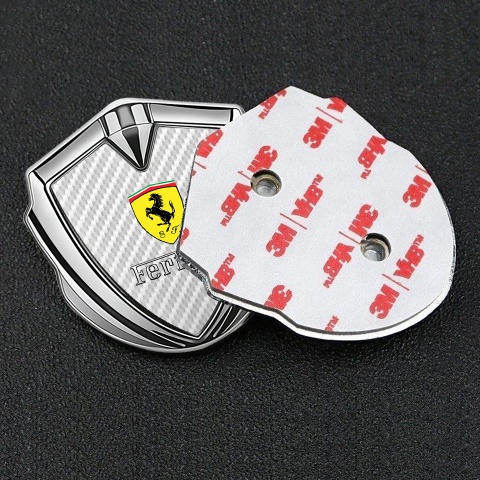 Ferrari Bodyside Emblem Silver White Carbon Clean Logo Design