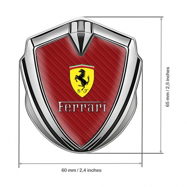 Ferrari Fender Emblem Badge Silver Red Carbon Clean Logo Design