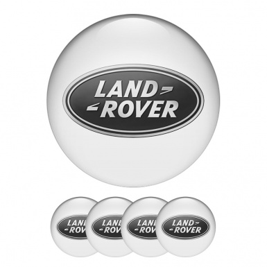 Land Rover Domed Stickers Wheel Center Cap Black and Light Gray Print