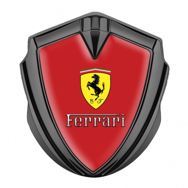 Ferrari Metal Emblem Self Adhesive Graphite Red Background Shield