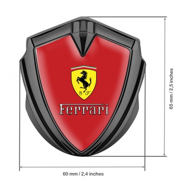 Ferrari Metal Emblem Self Adhesive Graphite Red Background Shield