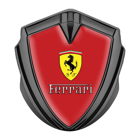 Ferrari Metal Emblem Self Adhesive Graphite Red Background Shield