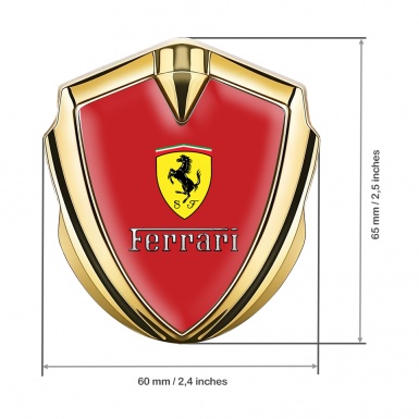 Ferrari Metal Emblem Self Adhesive Gold Red Background Shield