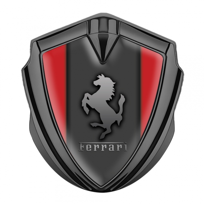 Ferrari Bodyside Badge Self Adhesive Graphite Grey Plate Red Sidelines