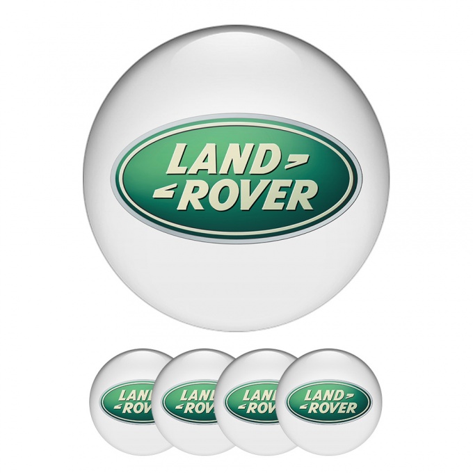 Land Rover Center Hub Dome Stickers White and Green Logo