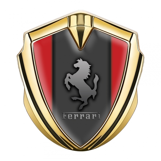 Ferrari Bodyside Badge Self Adhesive Gold Grey Plate Red Sidelines