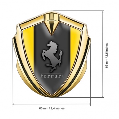 Ferrari Fender Emblem Badge Gold Dark Plate Red Sides Design