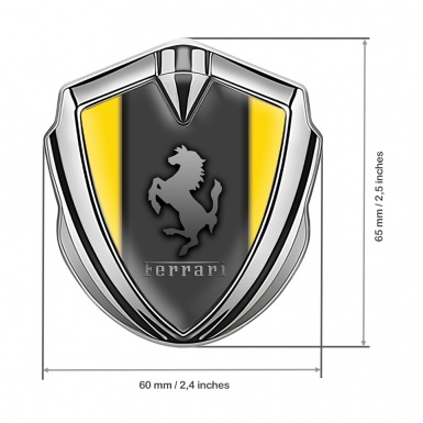 Ferrari Fender Emblem Badge Silver Dark Plate Red Sides Design