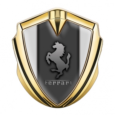 Ferrari Trunk Emblem Badge Gold Dark Plate Grey Sidelines
