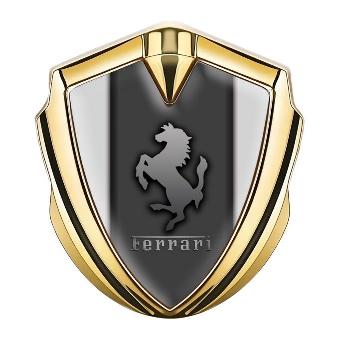 Ferrari Trunk Emblem Badge Gold Dark Plate Grey Sidelines