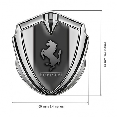 Ferrari Trunk Emblem Badge Silver Dark Plate Grey Sidelines