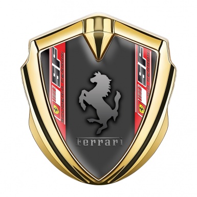Ferrari 3D Car Metal Emblem Gold Grey Scuderia Edition