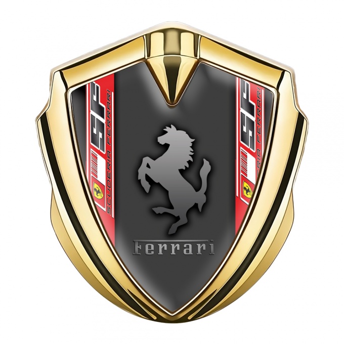 Ferrari 3D Car Metal Emblem Gold Grey Scuderia Edition