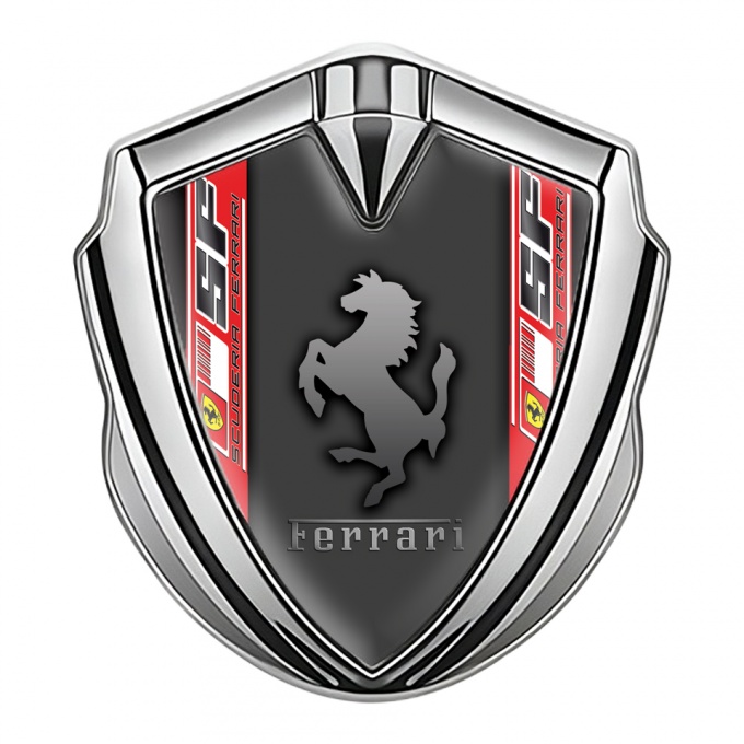 Ferrari 3D Car Metal Emblem Silver Grey Scuderia Edition