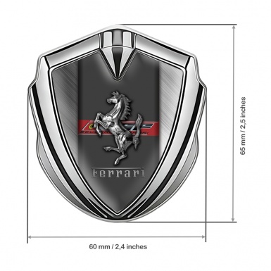 Ferrari Self Adhesive Bodyside Badge Silver Brushed Scuderia Design