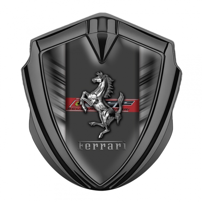 Ferrari Bodyside Emblem Graphite Lineart Chromed Logo Design