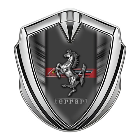 Ferrari Bodyside Emblem Silver Lineart Chromed Logo Design